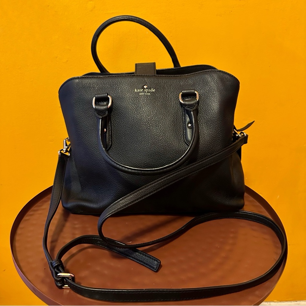 Kate Spade Black Pebbled Leather Satchel Bag